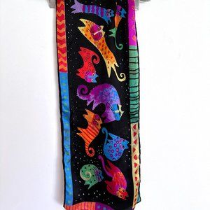 Laurel Burch style silk cat scarf